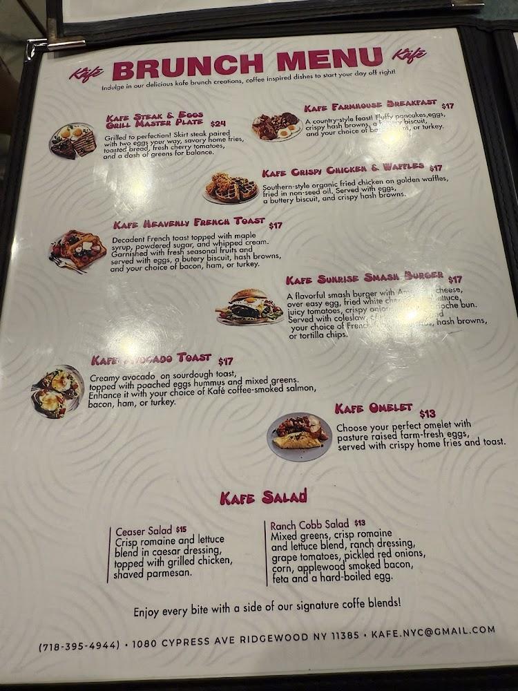 Kafe .Brunch Steaks Burgers Taco Bar Menu image 2