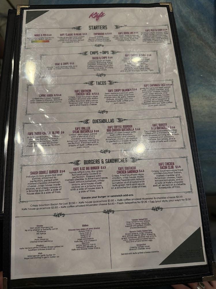 Kafe .Brunch Steaks Burgers Taco Bar Menu image 4